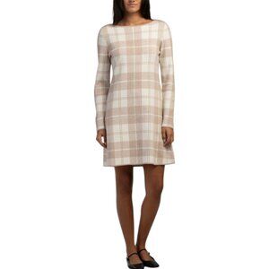 TAHARI Long Sleeve Plaid Double Knit Mini Dress With Hair Bow